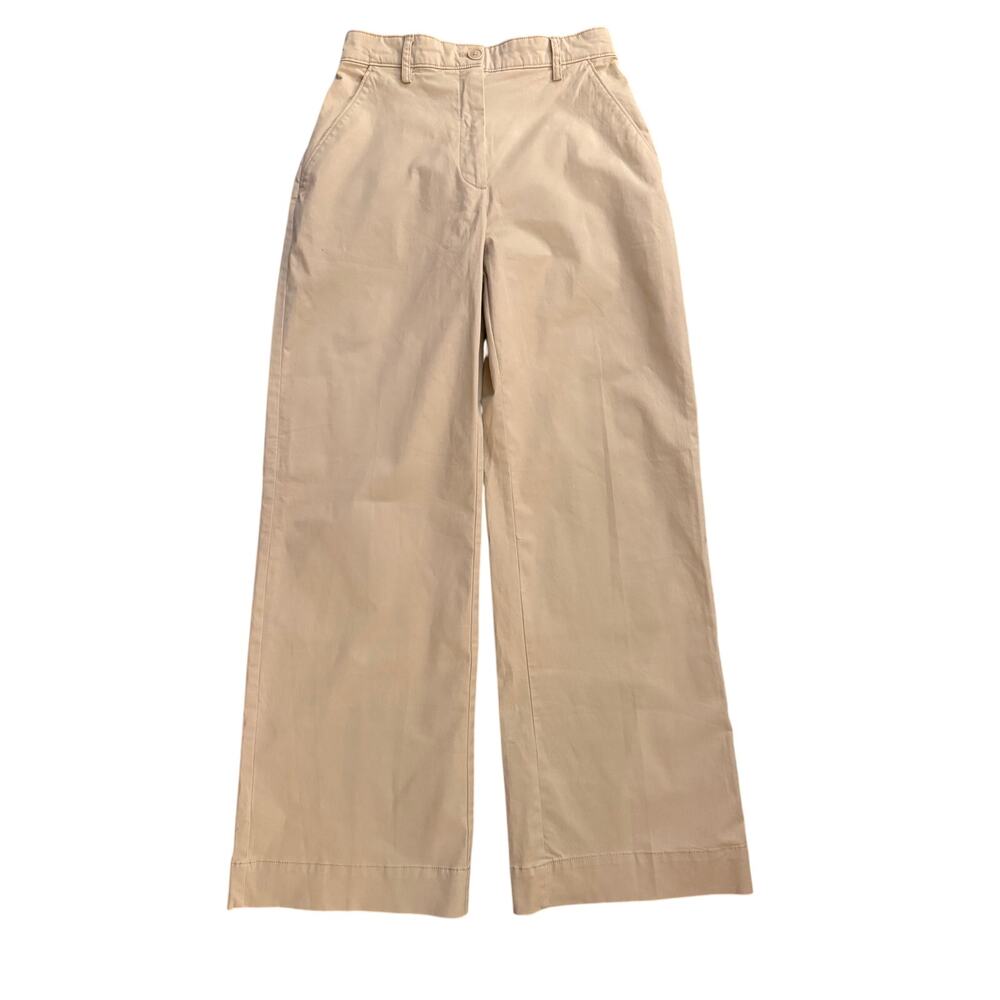 Abercrombie & Fitch Wide Leg Trouser Khaki Beige Size 26/2 High Rise Cotton